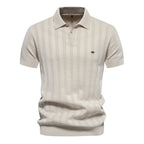 Men’s Short Sleeve Polo Shirt with Vertical Knit Texture