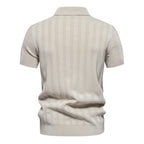 Men’s Short Sleeve Polo Shirt with Vertical Knit Texture