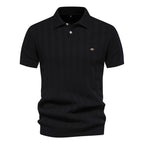 Men’s Short Sleeve Polo Shirt with Vertical Knit Texture
