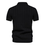 Men’s Short Sleeve Polo Shirt with Vertical Knit Texture