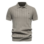 Men’s Short Sleeve Polo Shirt with Vertical Knit Texture