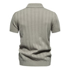 Men’s Short Sleeve Polo Shirt with Vertical Knit Texture
