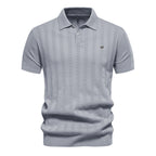 Men’s Short Sleeve Polo Shirt with Vertical Knit Texture