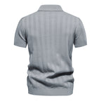 Men’s Short Sleeve Polo Shirt with Vertical Knit Texture