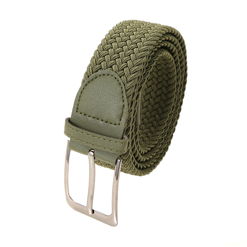 Men’s Stretch Woven Braided Belt with Metal Buckle