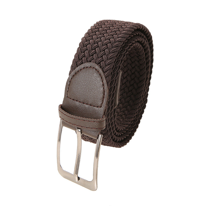 Men’s Stretch Woven Braided Belt with Metal Buckle