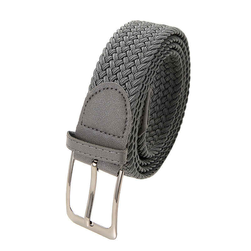 Men’s Stretch Woven Braided Belt with Metal Buckle