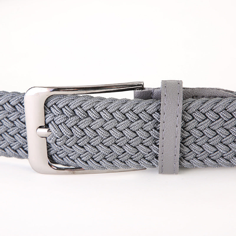 Men’s Stretch Woven Braided Belt with Metal Buckle