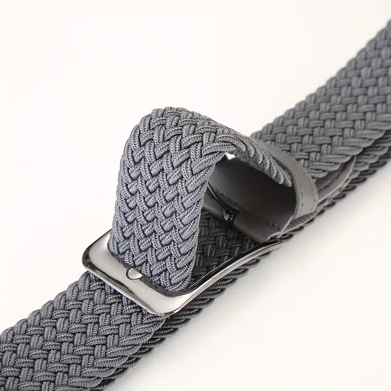 Men’s Stretch Woven Braided Belt with Metal Buckle