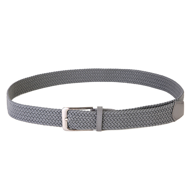 Men’s Stretch Woven Braided Belt with Metal Buckle