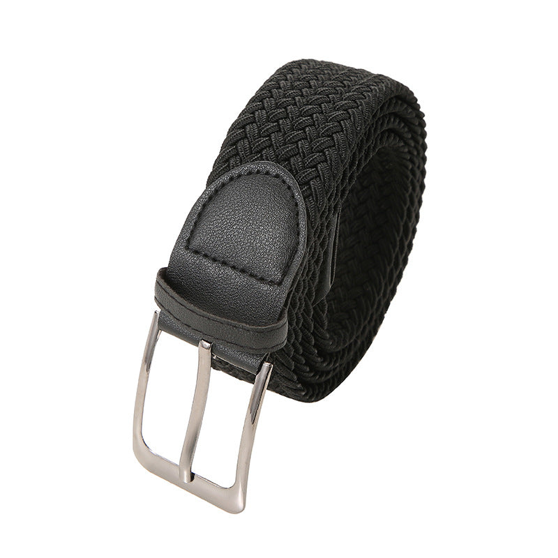 Men’s Stretch Woven Braided Belt with Metal Buckle