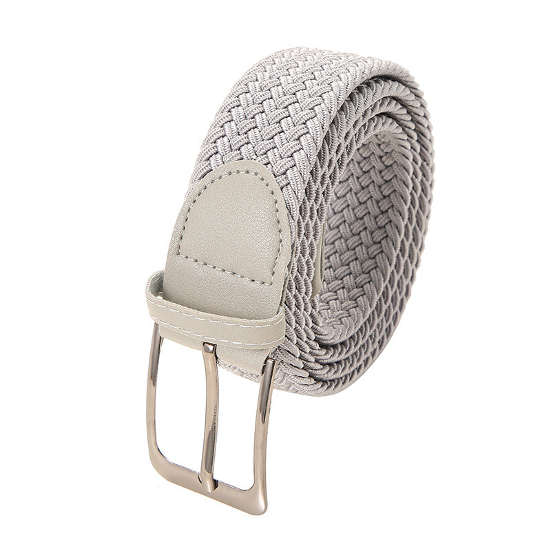 Men’s Stretch Woven Braided Belt with Metal Buckle