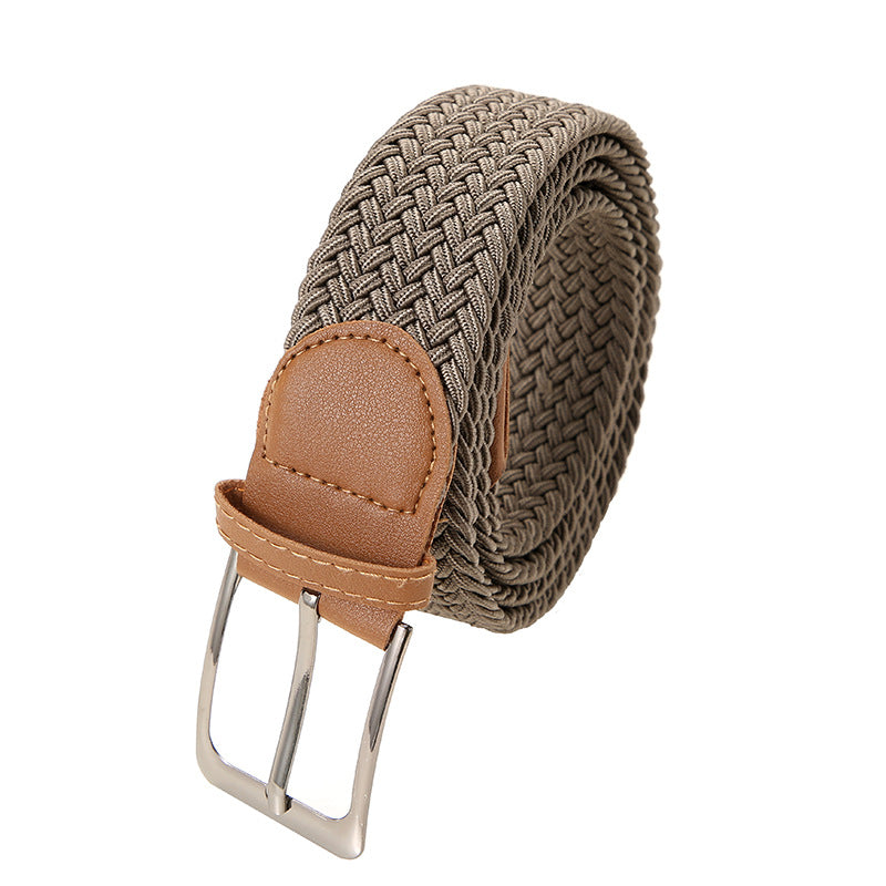 Men’s Stretch Woven Braided Belt with Metal Buckle