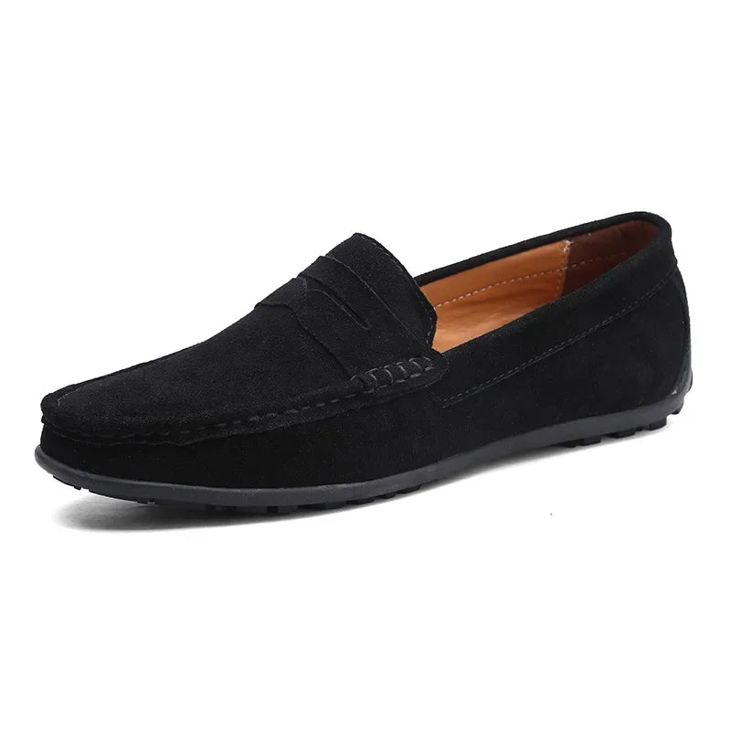 Men’s Suede Penny Loafers Slip-On Flat Shoes