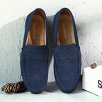 Men’s Suede Penny Loafers Slip-On Flat Shoes