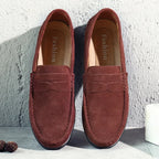 Men’s Suede Penny Loafers Slip-On Flat Shoes