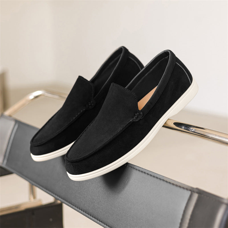Men’s Suede Slip-On Loafers with Rounded Toe