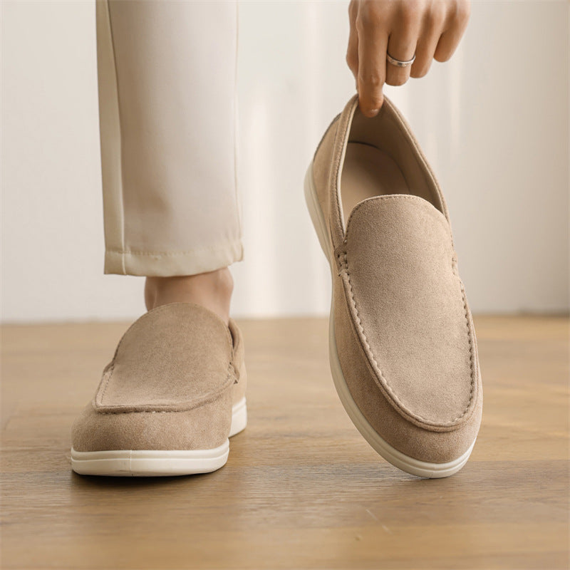 Men’s Suede Slip-On Loafers with Rounded Toe