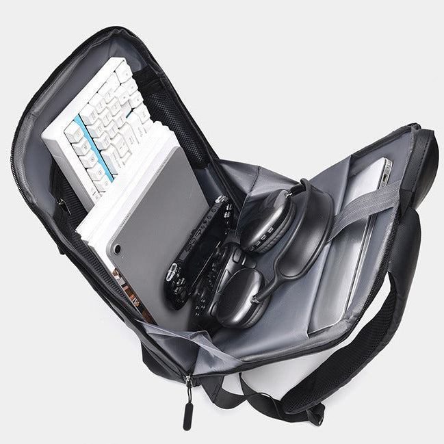 Men’s Waterproof Slim Laptop Backpack with Front Zip Pocket