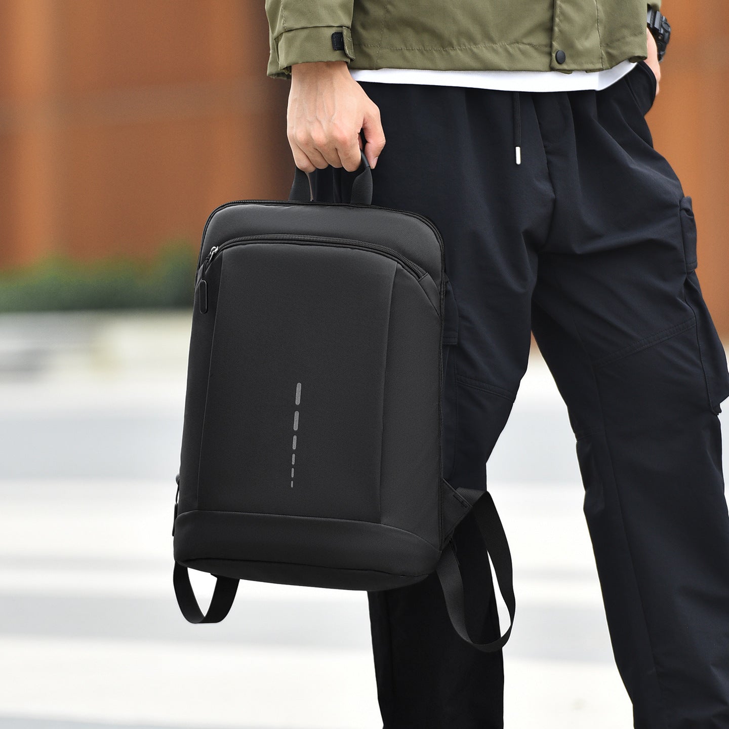 Men’s Waterproof Slim Laptop Backpack with Front Zip Pocket