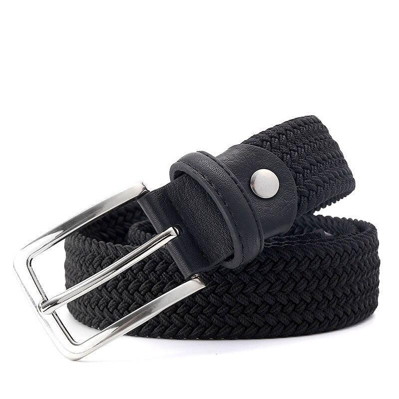 Men’s Woven Stretch Belt with Silver Buckle