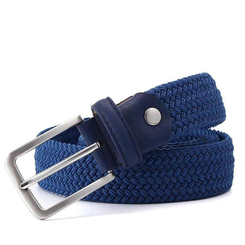 Men’s Woven Stretch Belt with Silver Buckle