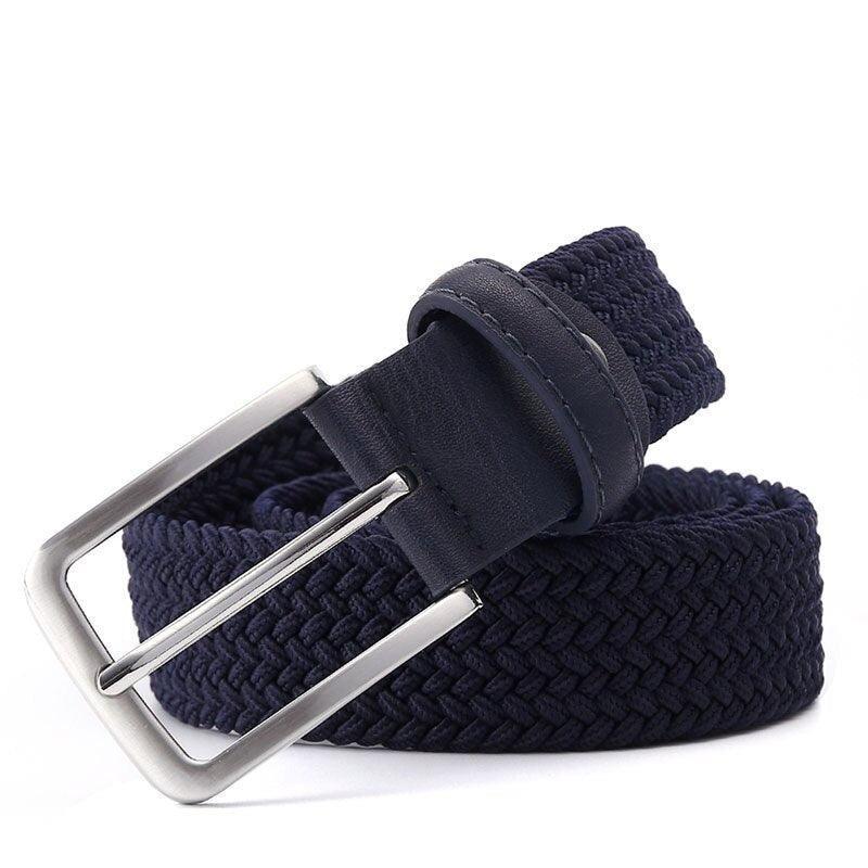Men’s Woven Stretch Belt with Silver Buckle