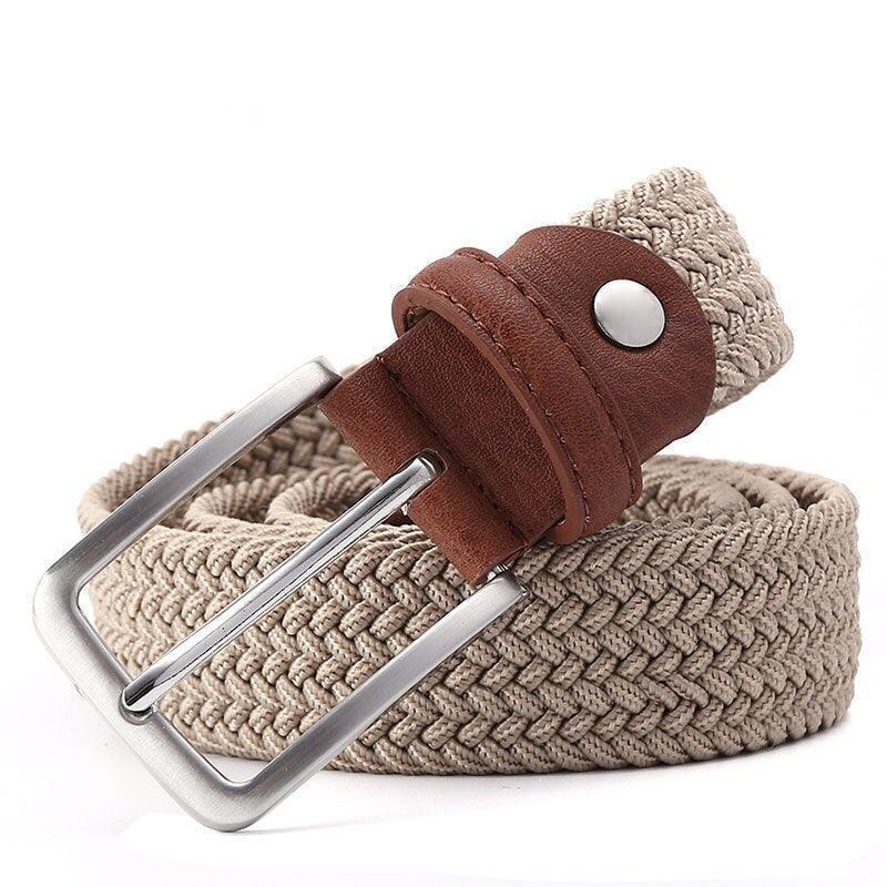 Men’s Woven Stretch Belt with Silver Buckle