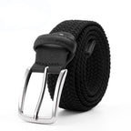 Men’s Woven Stretch Belt with Silver Buckle