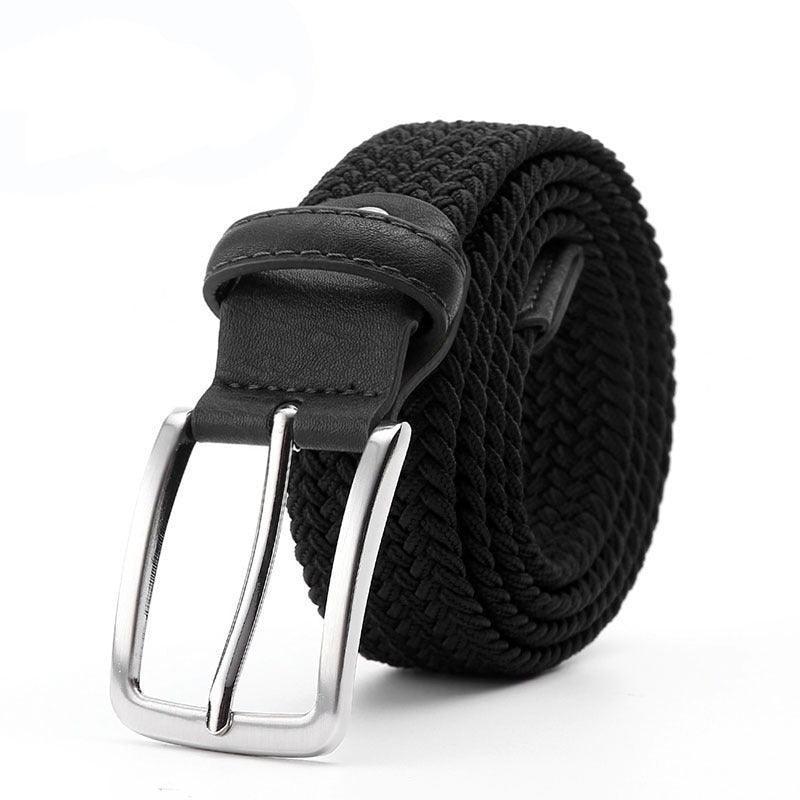 Men’s Woven Stretch Belt with Silver Buckle