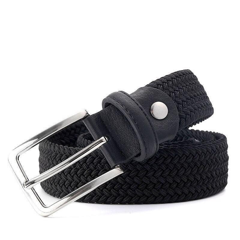 Men’s Woven Stretch Belt with Silver Buckle