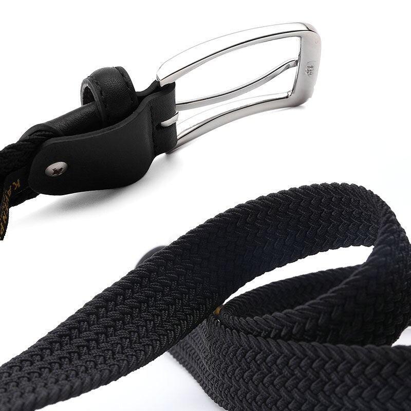 Men’s Woven Stretch Belt with Silver Buckle