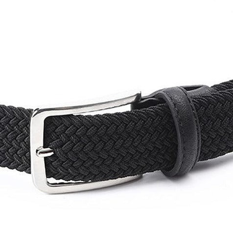 Men’s Woven Stretch Belt with Silver Buckle