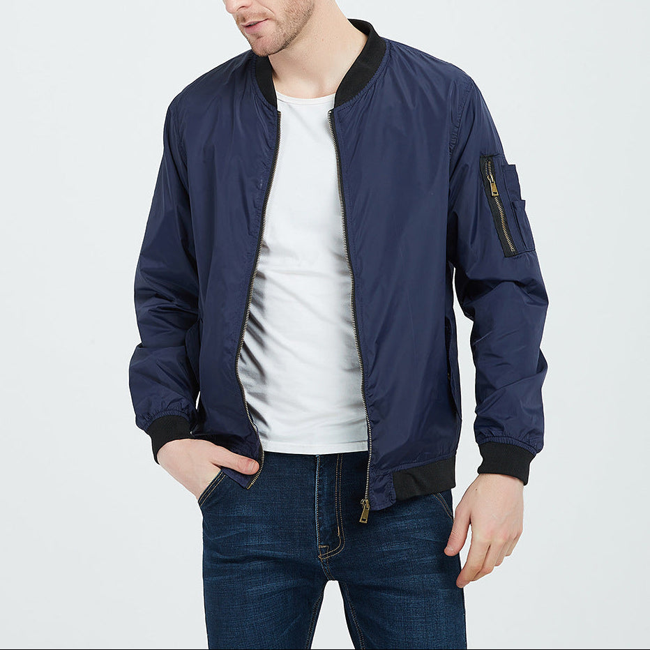 Men’s Zip-Up Bomber Jacket with Pockets