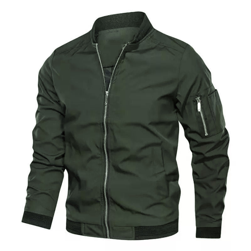 Men’s Zip-Up Bomber Jacket with Pockets
