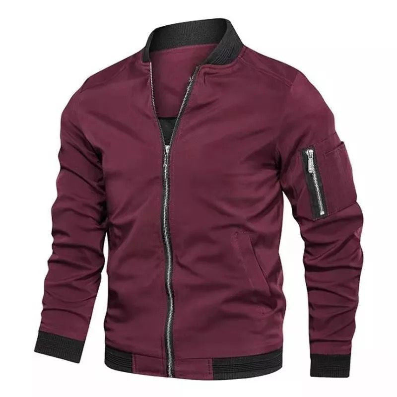 Men’s Zip-Up Bomber Jacket with Pockets