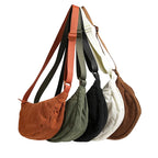 Unisex Corduroy Crossbody Travel Bag with Adjustable Strap