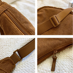 Unisex Corduroy Crossbody Travel Bag with Adjustable Strap