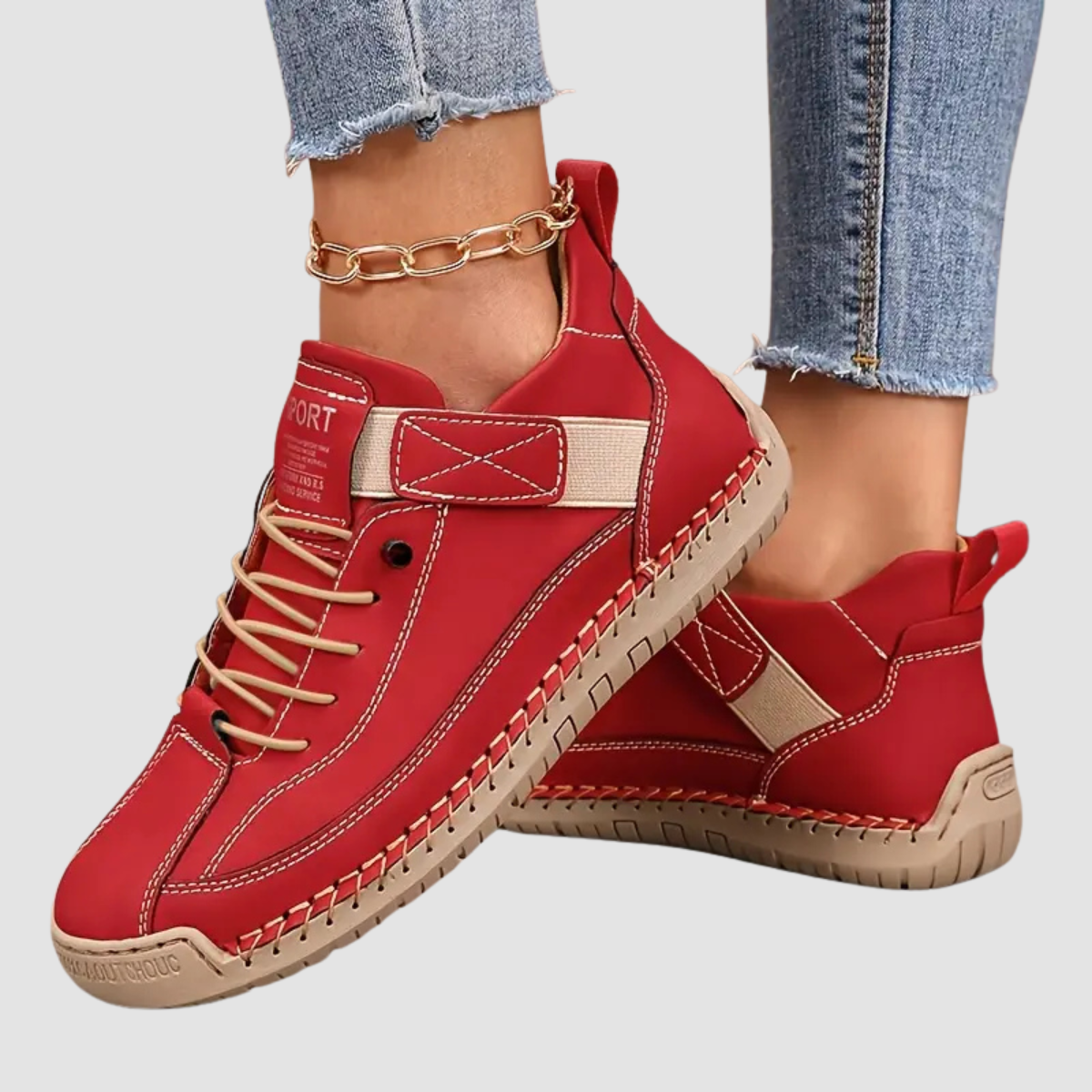 Unisex Lace-Up Walking Shoes with Grip Outsole