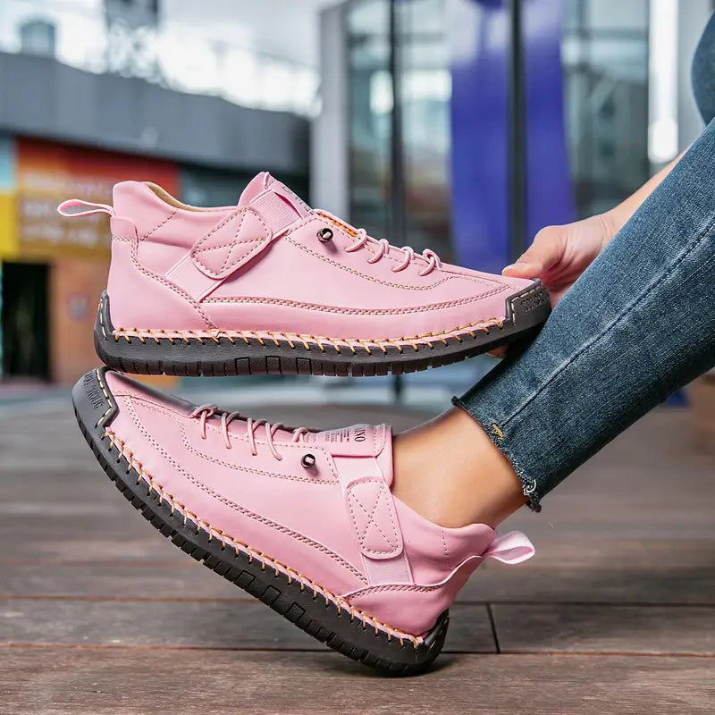 Unisex Lace-Up Walking Shoes with Grip Outsole