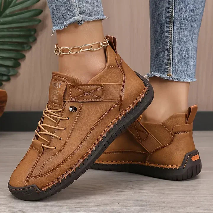 Unisex Lace-Up Walking Shoes with Grip Outsole