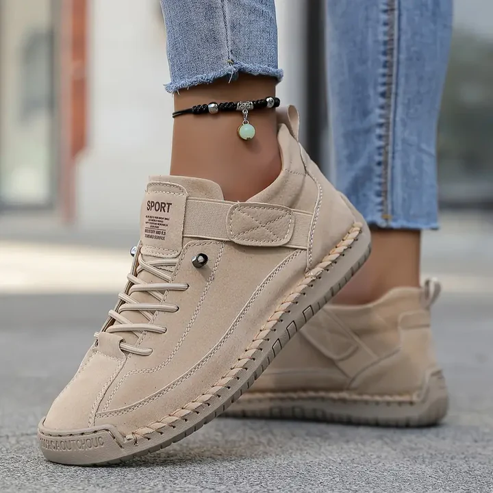 Unisex Lace-Up Walking Shoes with Grip Outsole