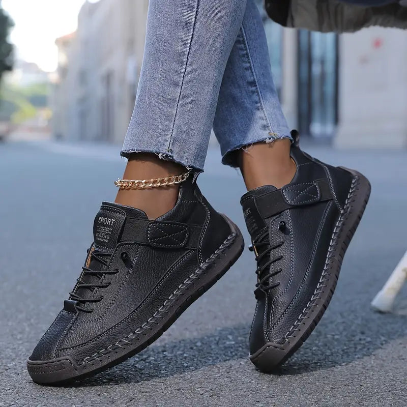 Unisex Lace-Up Walking Shoes with Grip Outsole