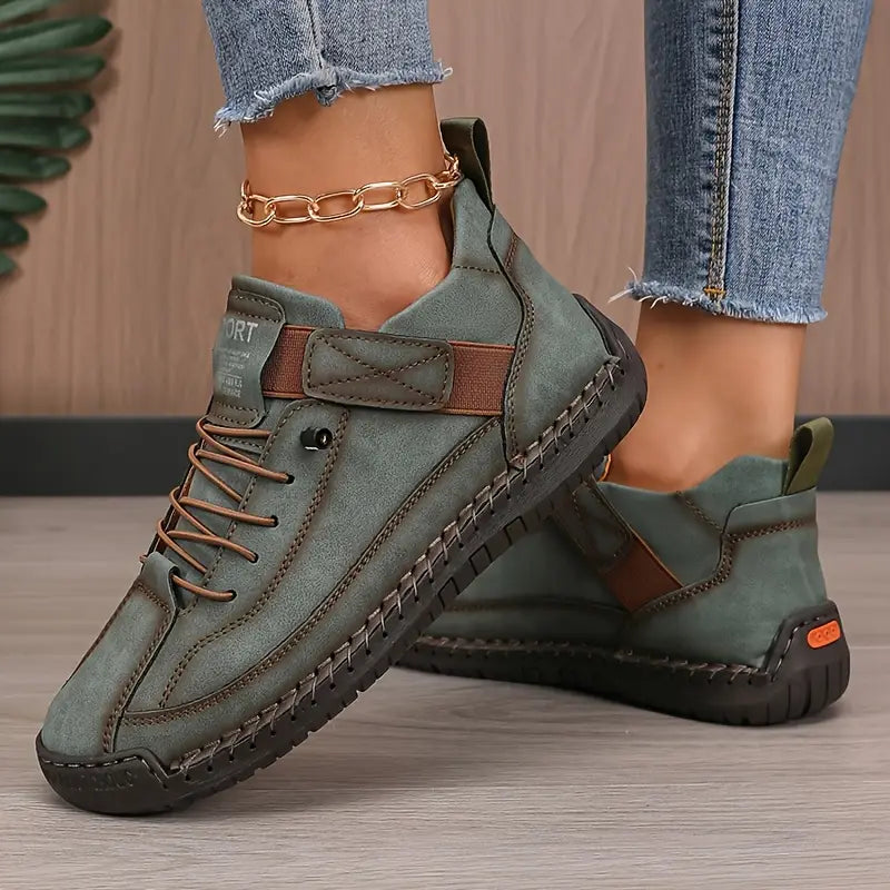 Unisex Lace-Up Walking Shoes with Grip Outsole