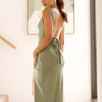 Women’s Backless Bodycon Midi Dress with High Slit