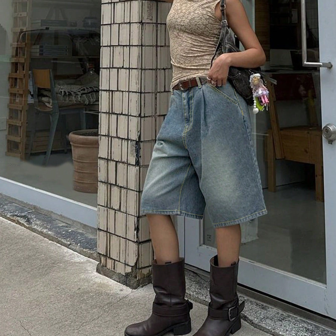 Women’s Baggy Washed Blue Denim Jorts