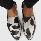 Women’s Black and White Slip-On Loafers with Pointed Toe