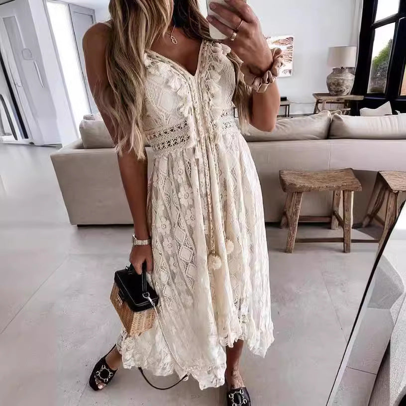 Women’s Boho Lace Midi Dress