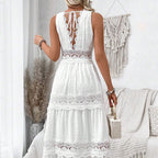 Women’s Boho Sleeveless Lace Maxi Dress with Tiered Skirt