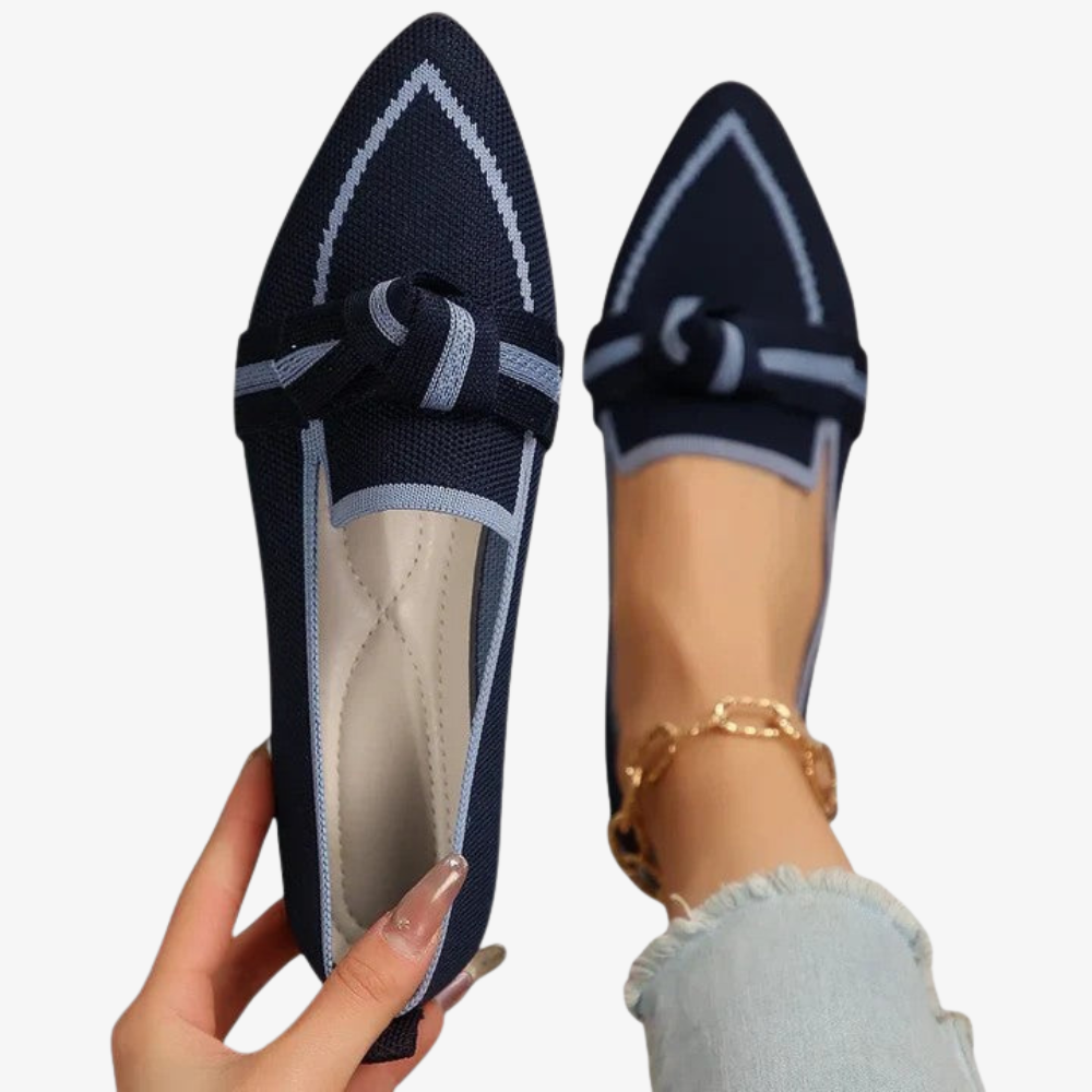Women’s Breathable Slip-On Flat Loafers with Bow Detail
